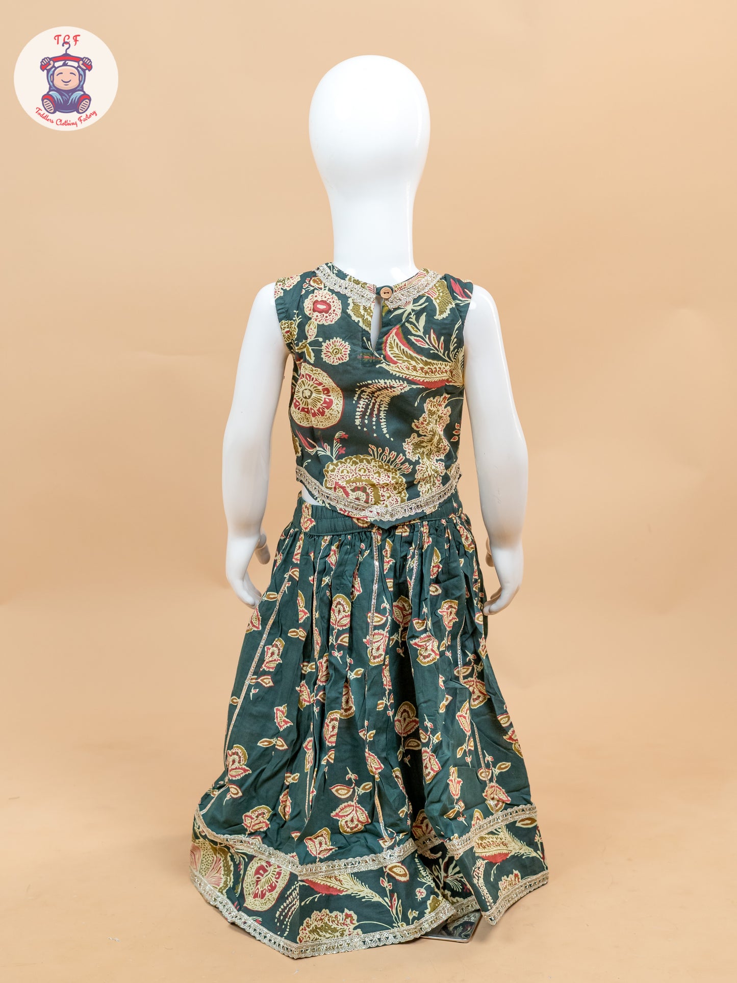 Green - Girls Floral Printed Lehenga Choli