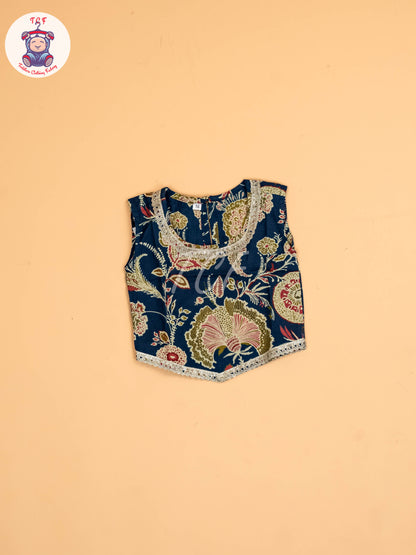 Blue - Girls Floral Printed Lehenga Choli