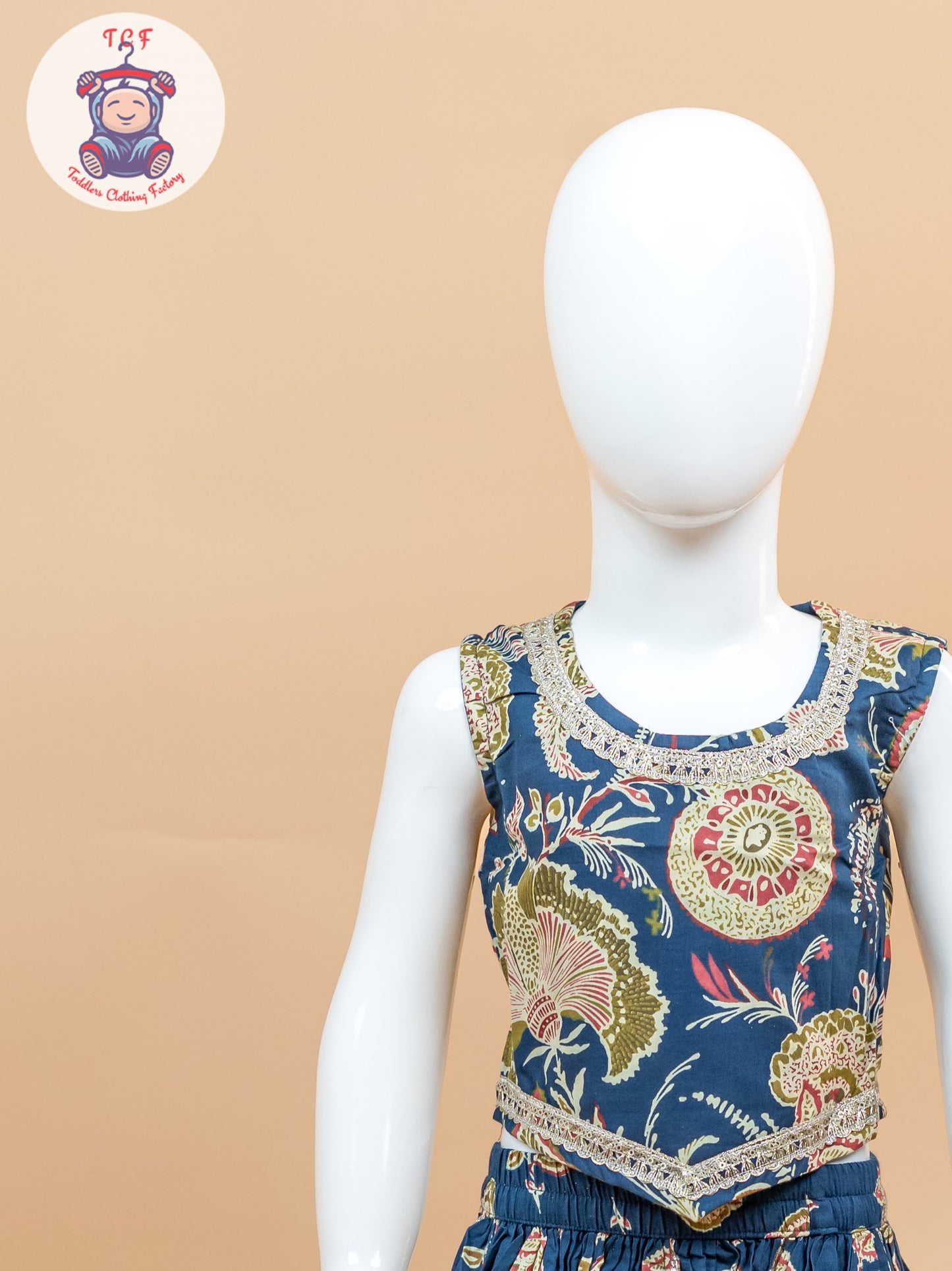 Blue - Girls Floral Printed Lehenga Choli