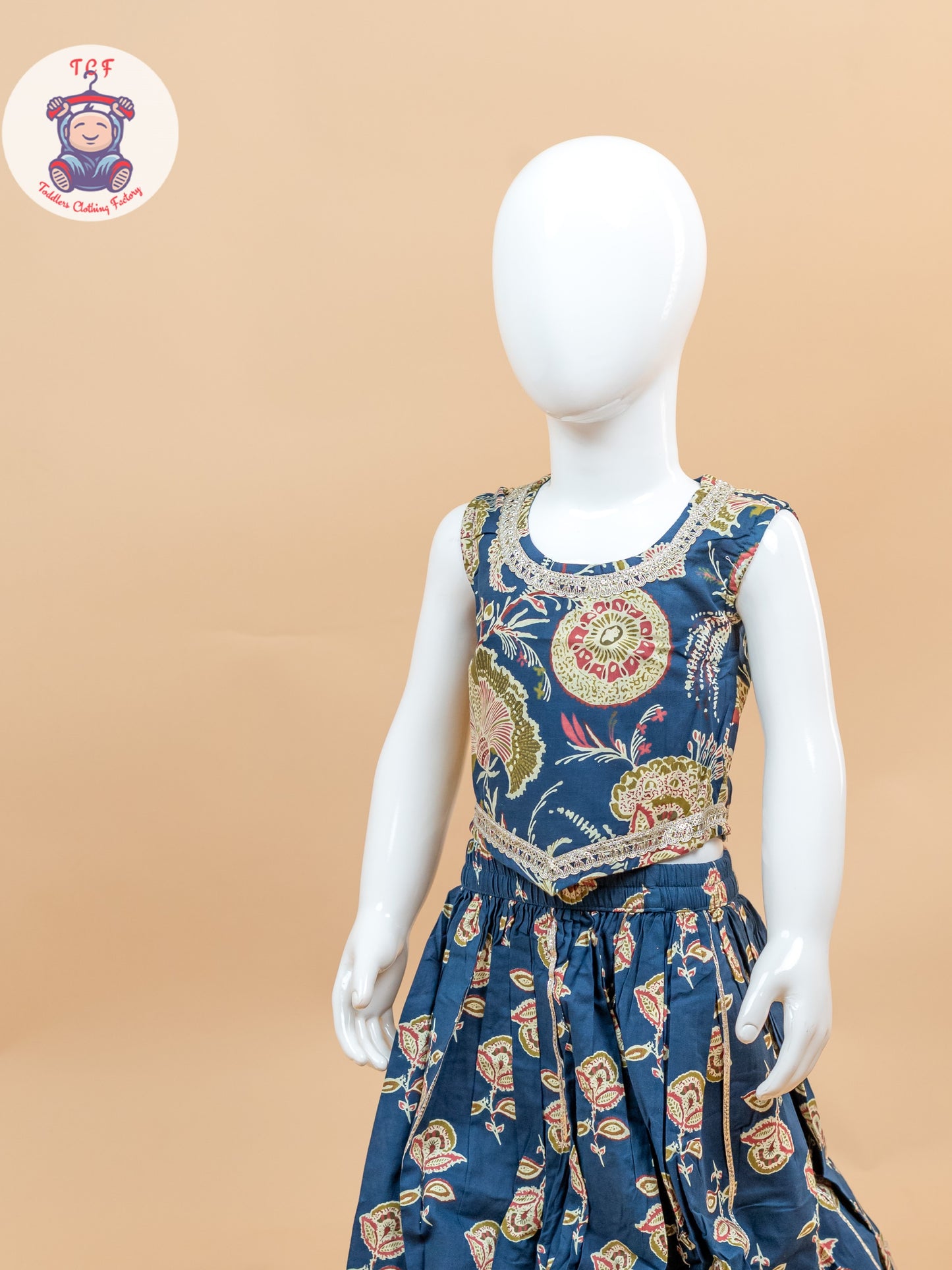 Blue - Girls Floral Printed Lehenga Choli