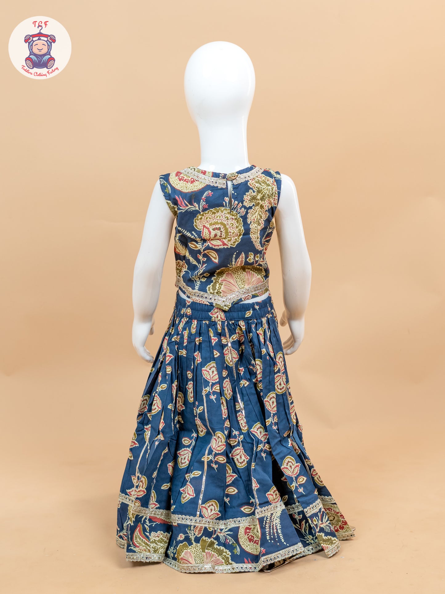 Blue - Girls Floral Printed Lehenga Choli