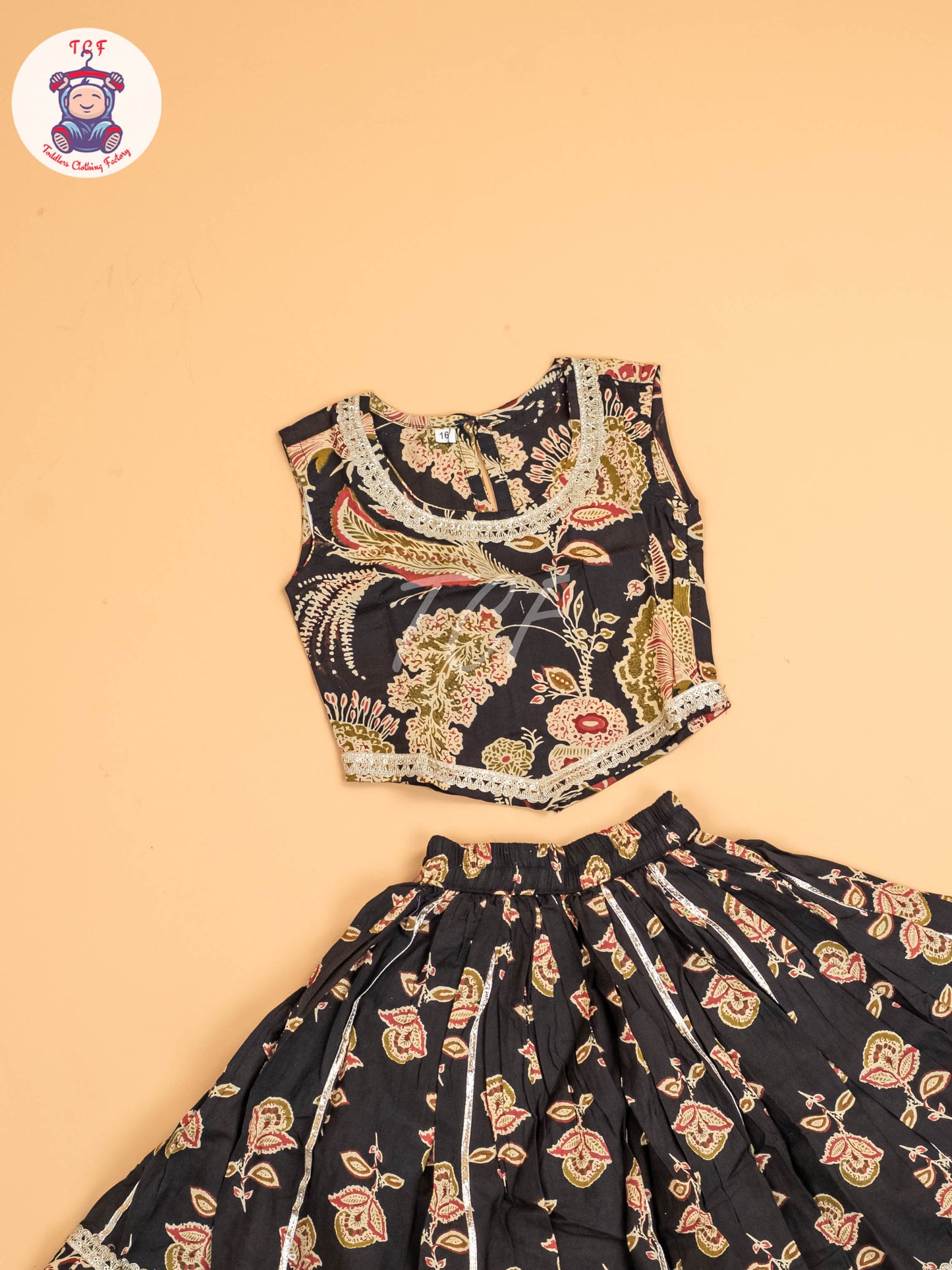 Black - Girls Floral Printed Lehenga Choli