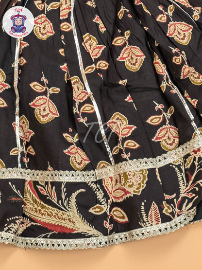 Black - Girls Floral Printed Lehenga Choli