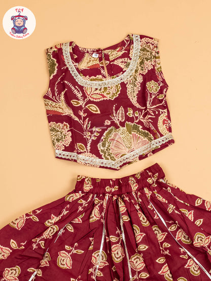 Majentha - Girls Floral Printed Lehenga Choli