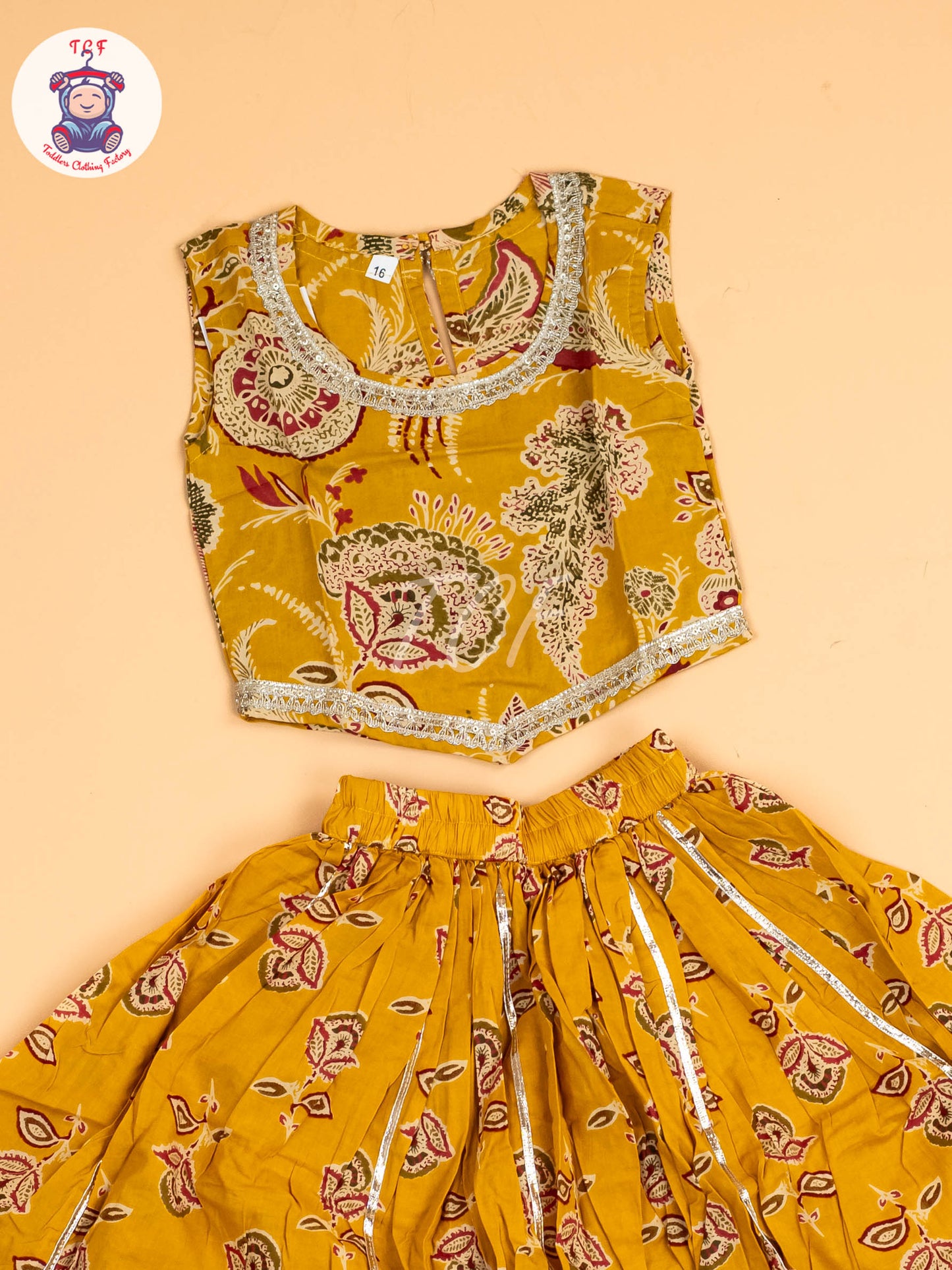 Mustard - Girls Floral Printed Lehenga Choli