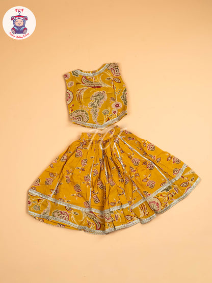 Mustard - Girls Floral Printed Lehenga Choli