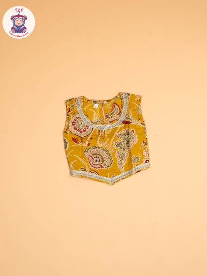 Mustard - Girls Floral Printed Lehenga Choli