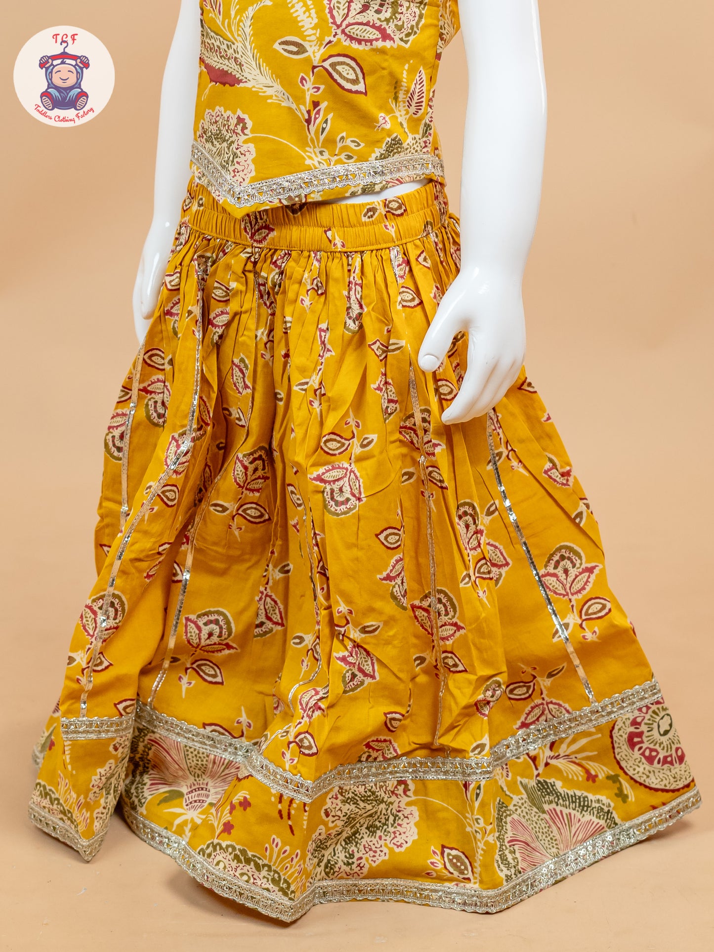 Mustard - Girls Floral Printed Lehenga Choli