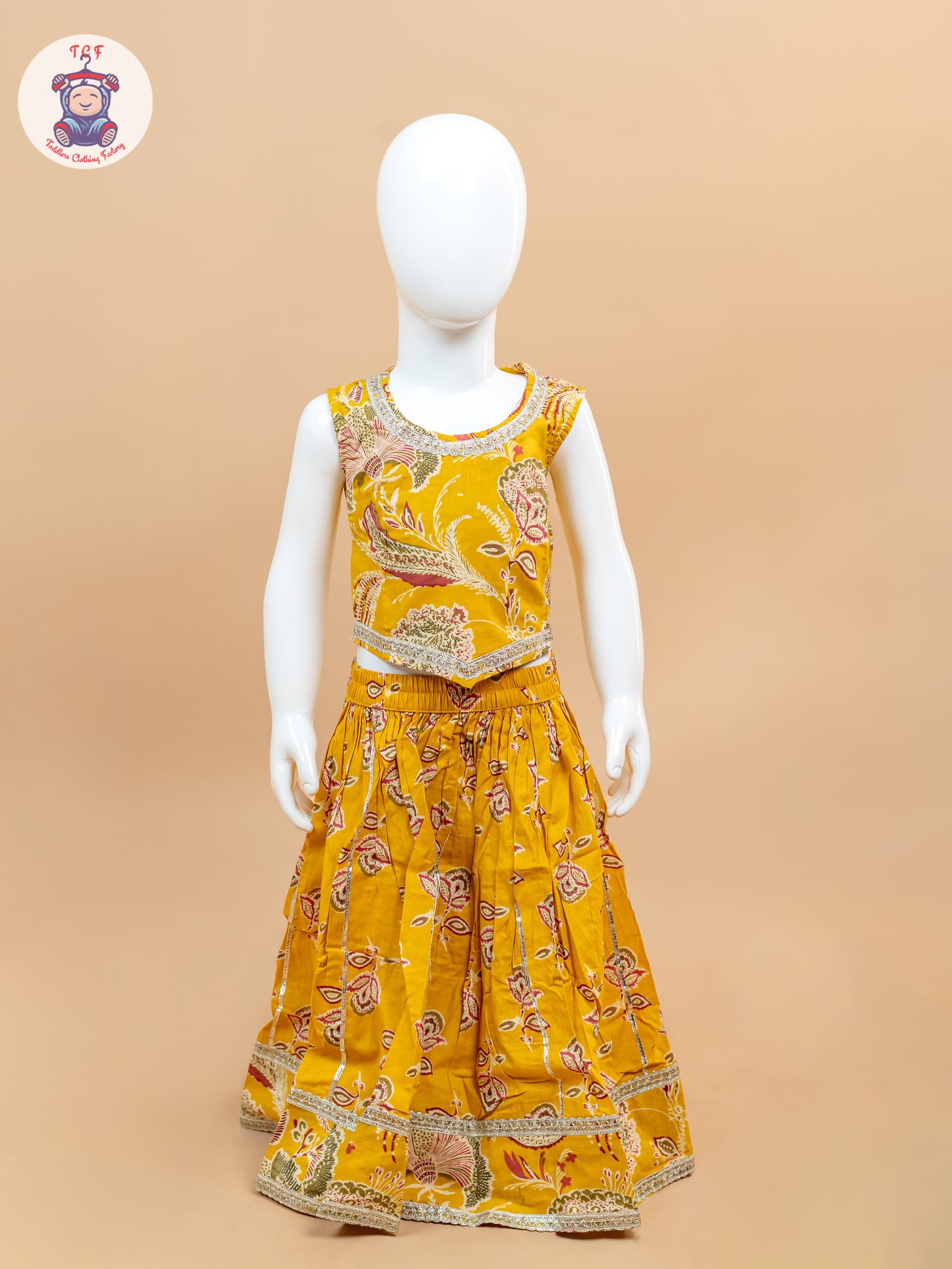 Mustard - Girls Floral Printed Lehenga Choli