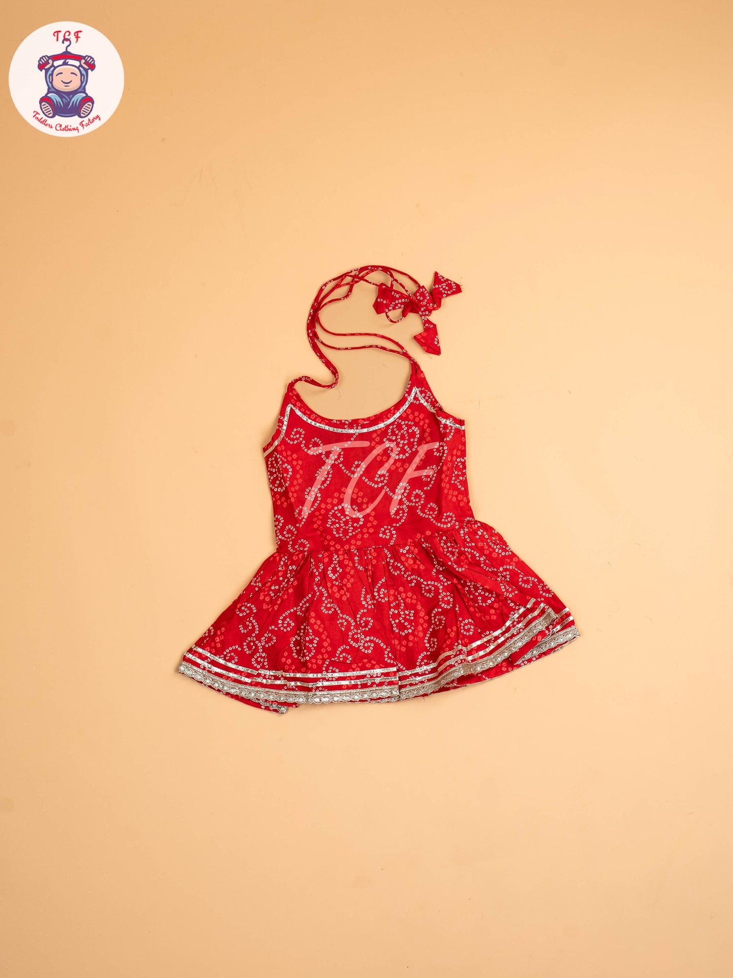 Red - Bandhini Printed Dhoti Salwar