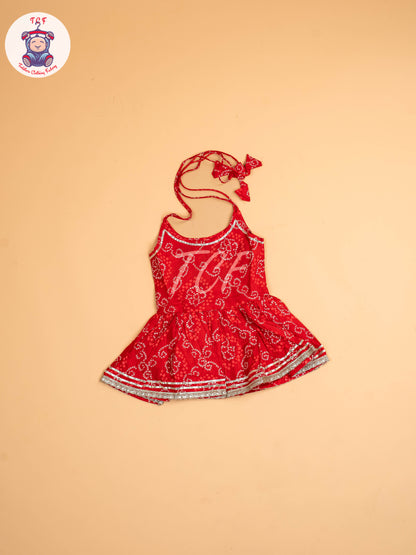 Red - Bandhini Printed Dhoti Salwar