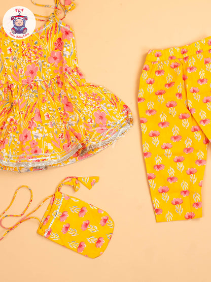 Yellow - Bandhini Printed Dhoti Salwar