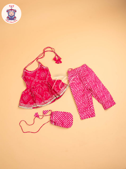 Pink - Bandhini Printed Dhoti Salwar