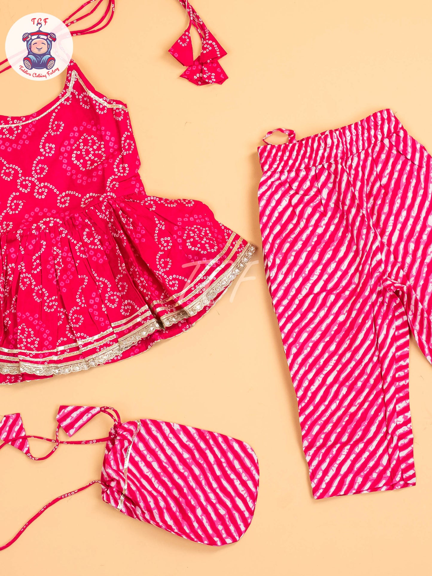 Pink - Bandhini Printed Dhoti Salwar