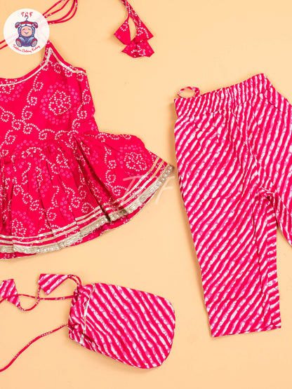 Pink - Bandhini Printed Dhoti Salwar