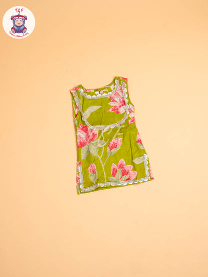 Leaf Green - Girls Floral printed Salwar