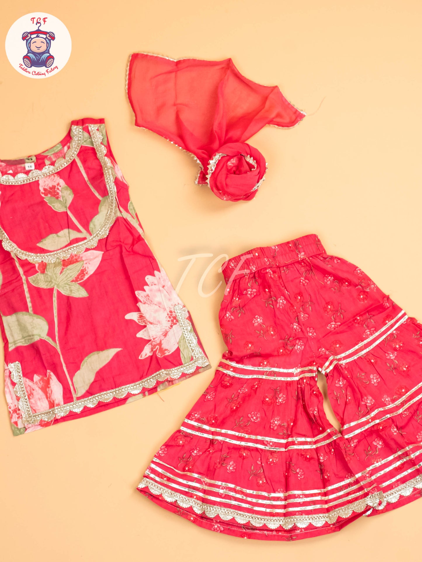 Rose Pink - Girls Floral printed Salwar