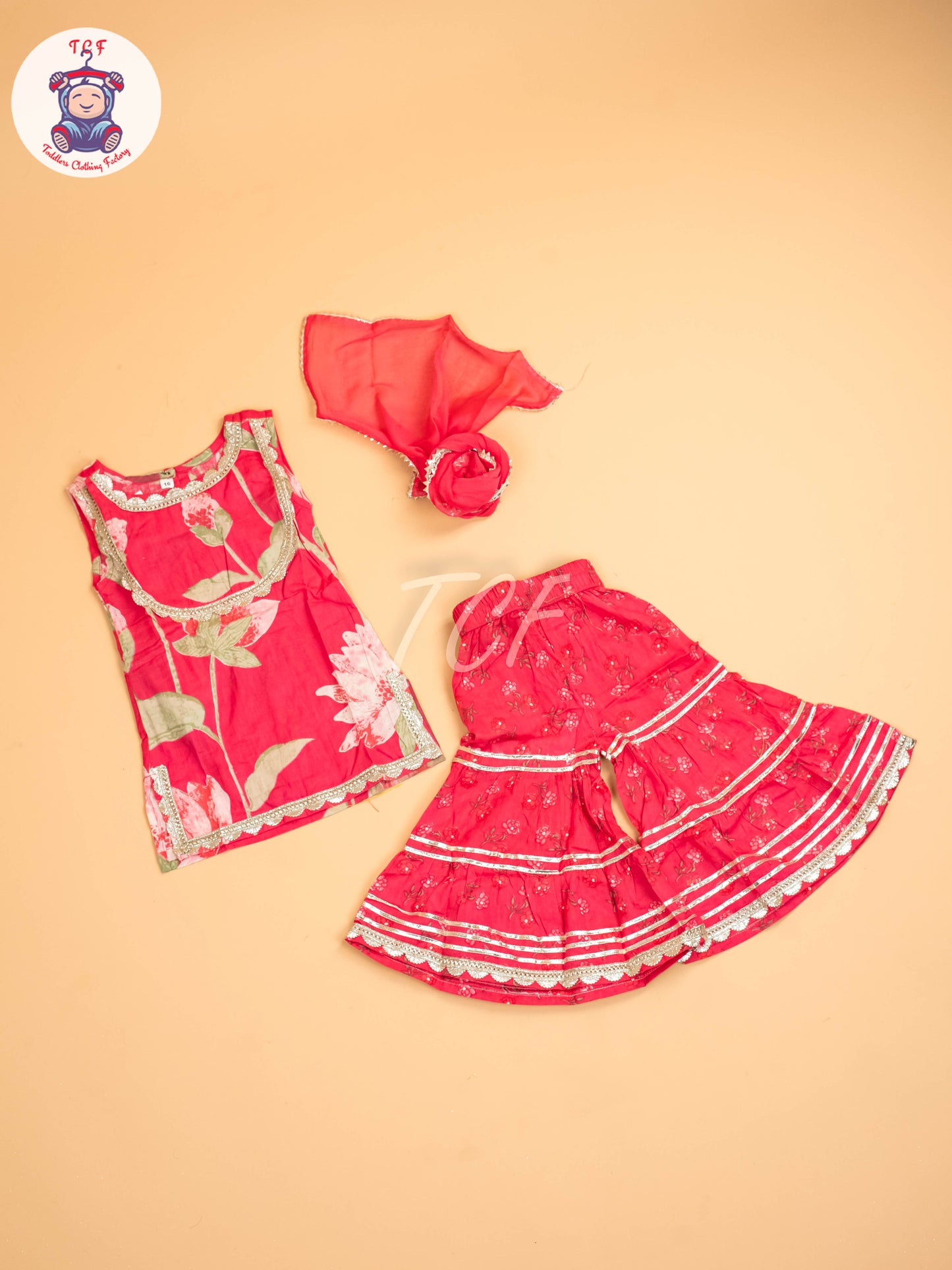Rose Pink - Girls Floral printed Salwar