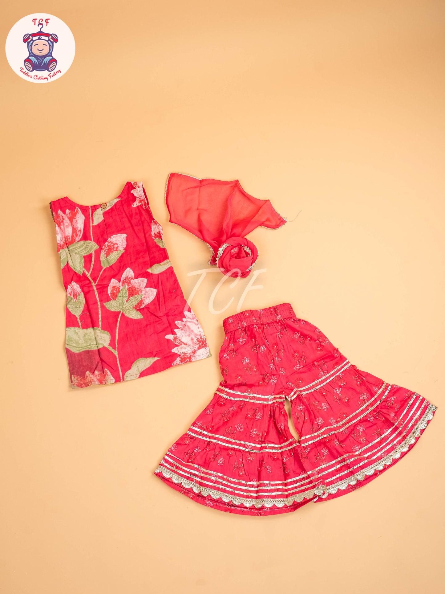 Rose Pink - Girls Floral printed Salwar