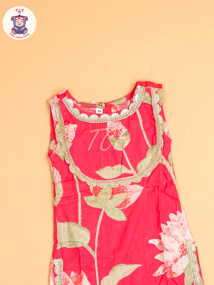 Rose Pink - Girls Floral printed Salwar