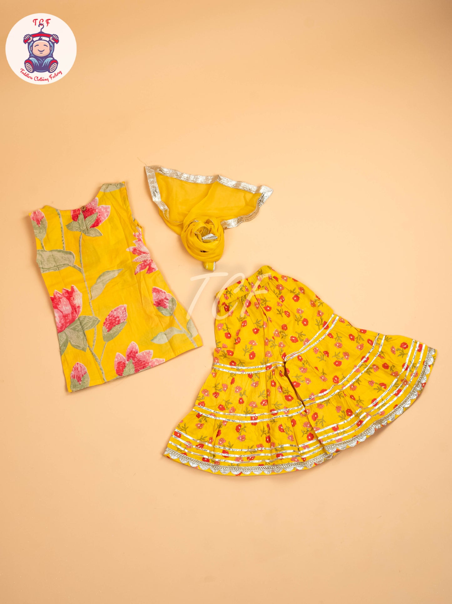 Yellow - Girls Floral printed Salwar