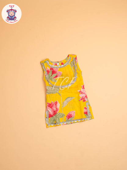 Yellow - Girls Floral printed Salwar
