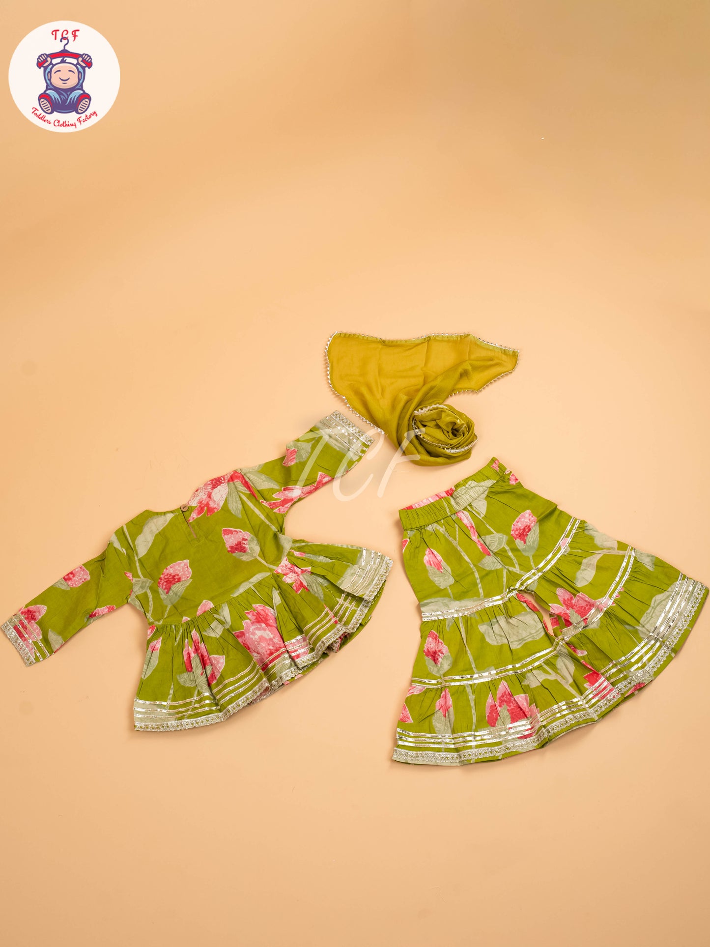 Leaf Green - Girls Floral printed Salwar