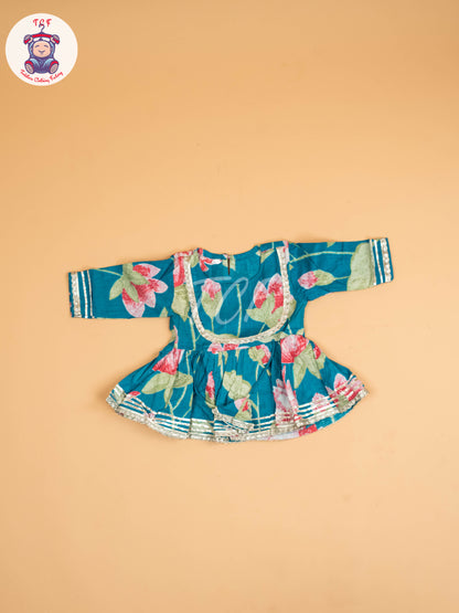 Sky Blue - Girls Floral printed Salwar