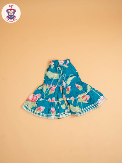 Sky Blue - Girls Floral printed Salwar