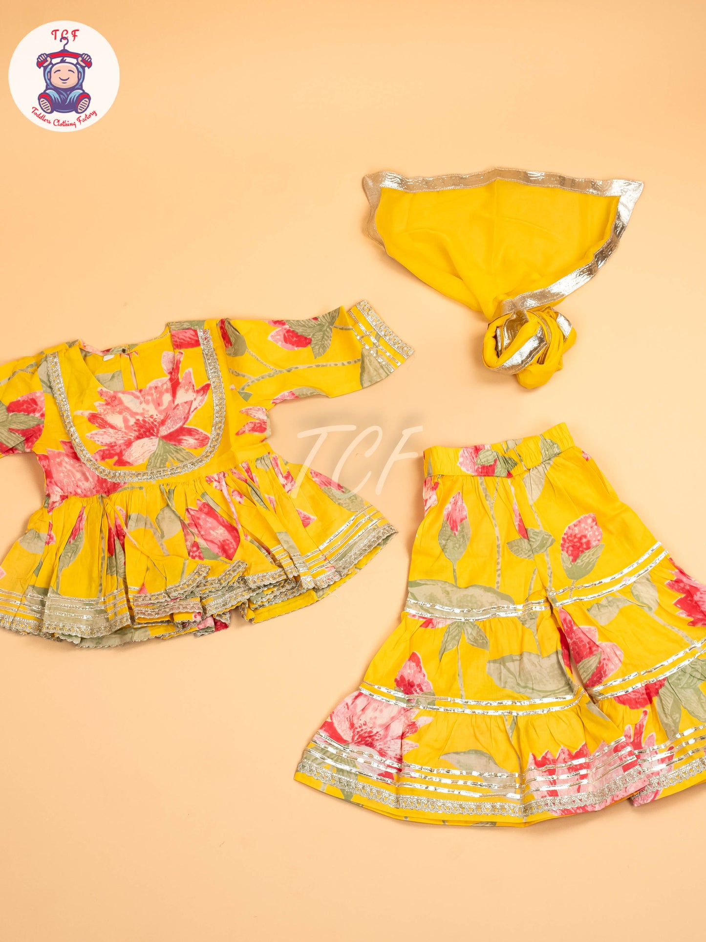 Yellow - Girls Floral printed Salwar