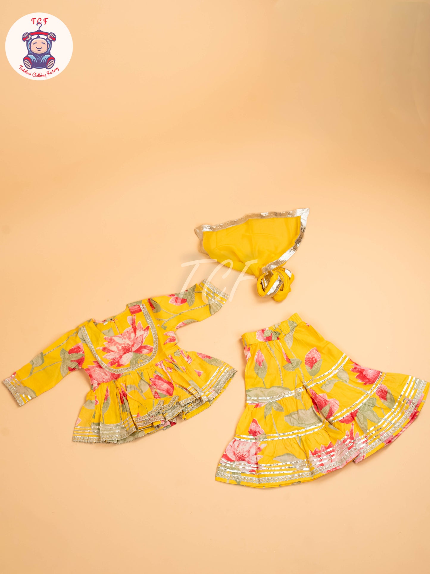 Yellow - Girls Floral printed Salwar