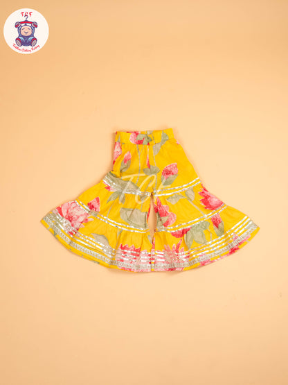 Yellow - Girls Floral printed Salwar