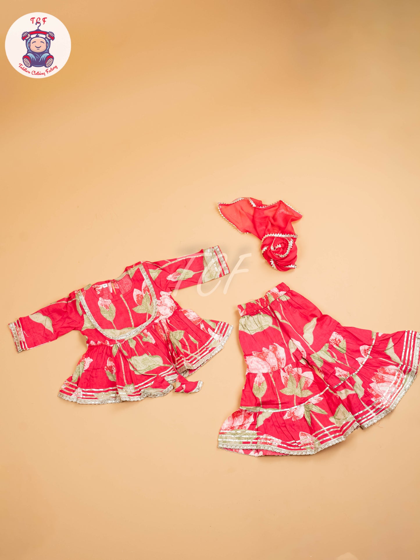 Rose Pink - Girls Floral printed Salwar