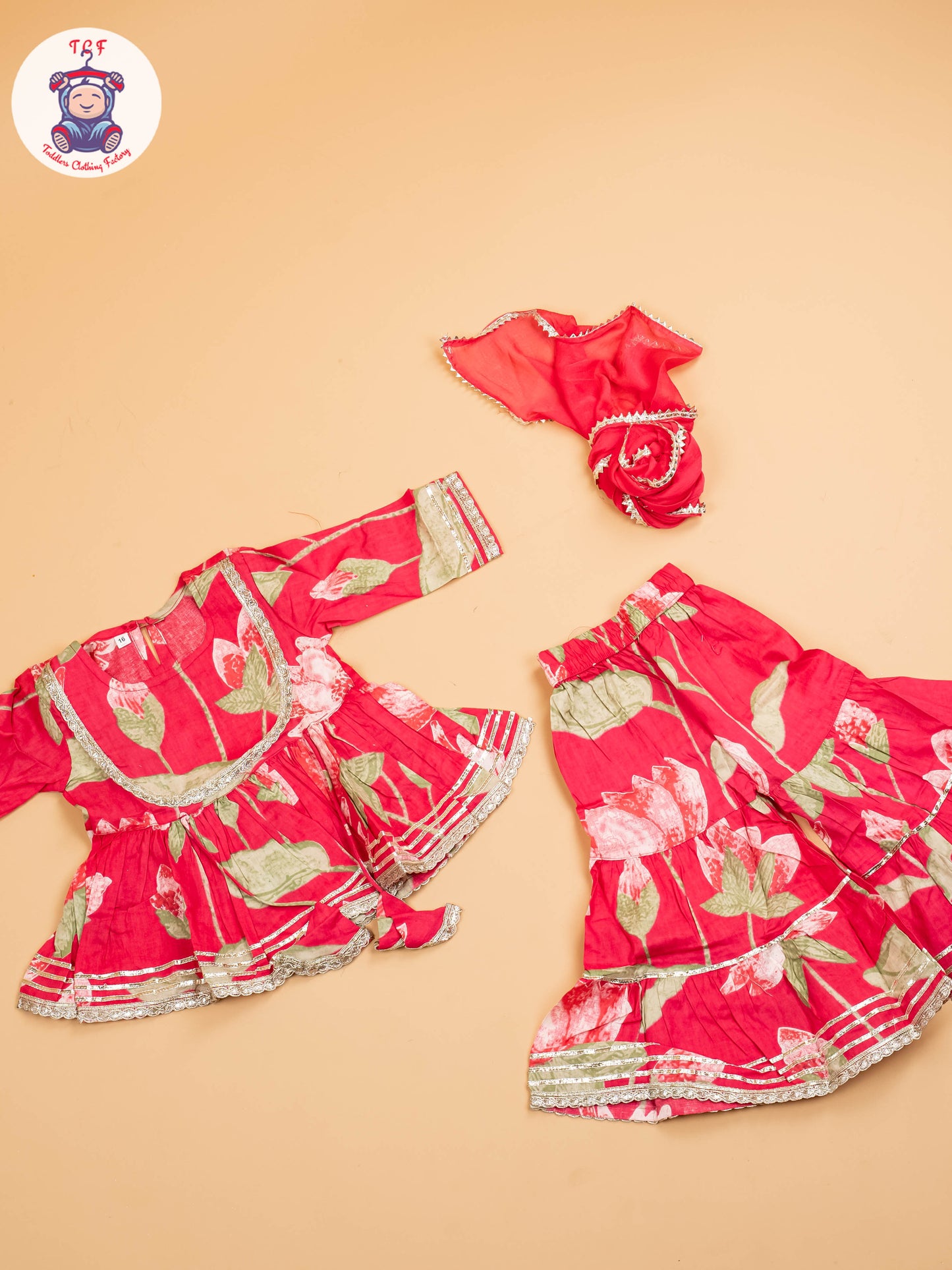 Rose Pink - Girls Floral printed Salwar
