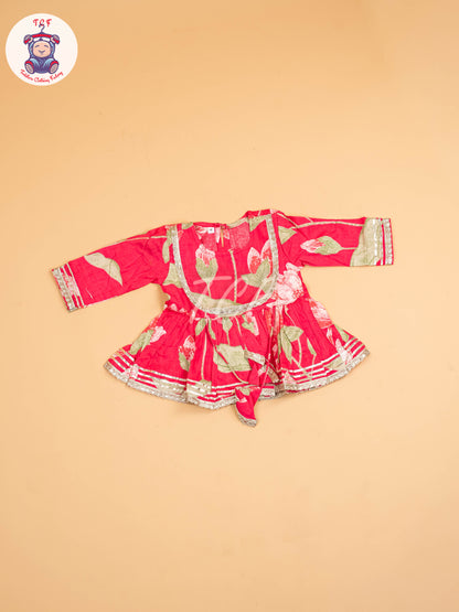 Rose Pink - Girls Floral printed Salwar