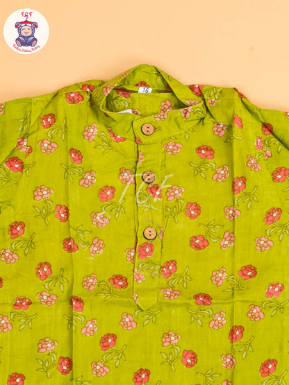 Green - Boys Printed Kurta With Pant