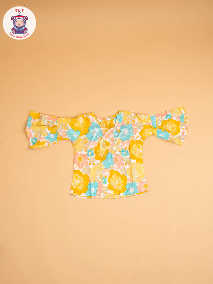 Yellow - Girls Floral printed Co-ords Sets