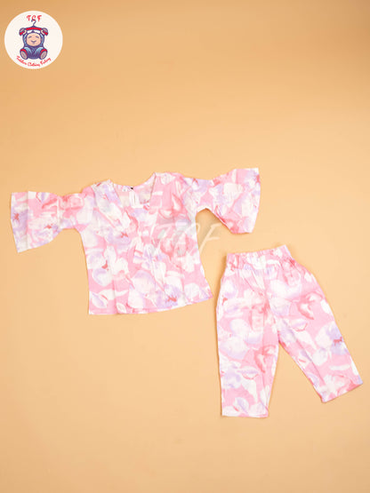 Baby Pink - Girls Floral printed Co-ords Sets