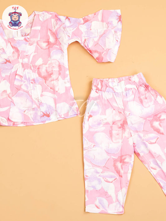 Baby Pink - Girls Floral printed Co-ords Sets