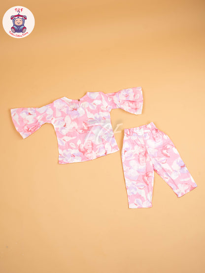 Baby Pink - Girls Floral printed Co-ords Sets