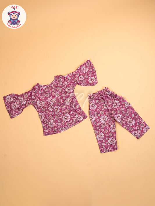 Lavender - Girls Floral printed Co-ords Sets
