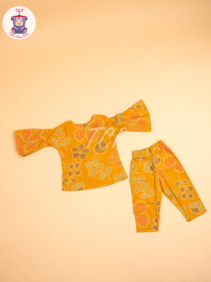 Yellow - Girls Floral printed Co-ords Sets