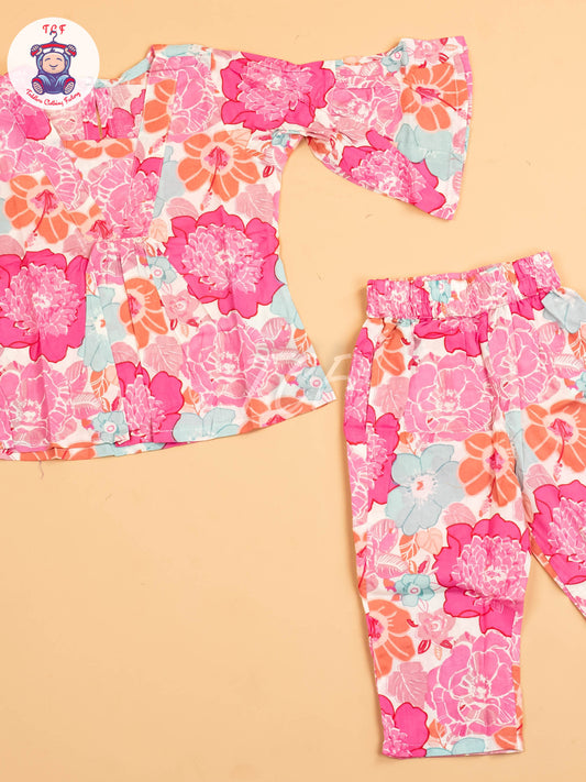 Pink - Girls Floral printed Co-ords Sets