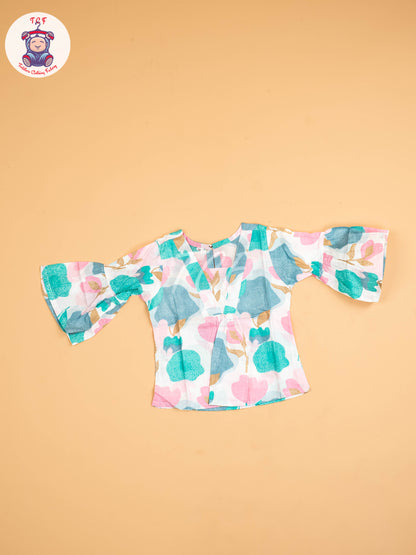 White - Girls Floral printed Co-ords Sets