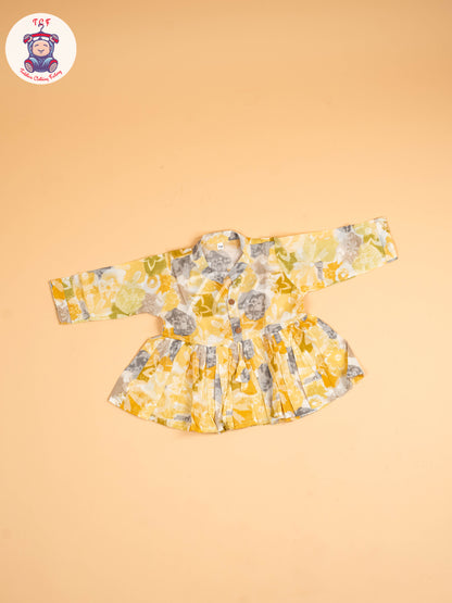 Yellow & Grey - Girls Floral printed Co-ords Sets