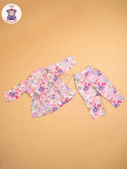 Purple & Pink - Girls Floral printed Co-ords Sets