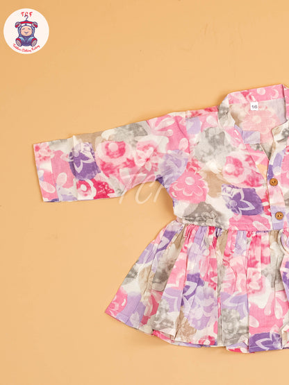 Purple & Pink - Girls Floral printed Co-ords Sets