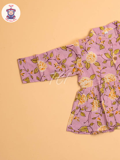 Lite Pink - Girls Floral printed Co-ords Sets