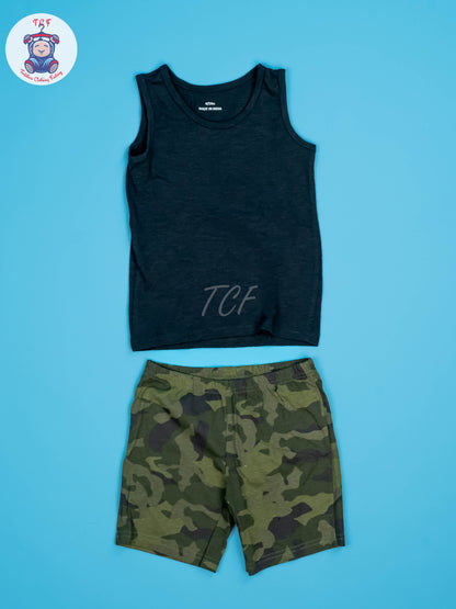 Black & Grey - Boys Shorts & Top