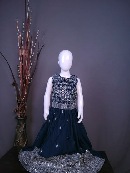 Blue - Girls Readymade Lehenga Choli
